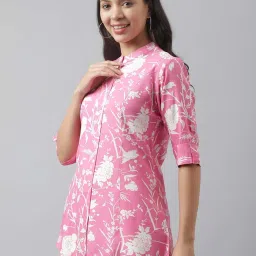 Divena Pink Cotton Floral Print Tunic image 3