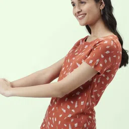 Honey by Pantaloons Rust Cotton Printed T-Shirt image 3