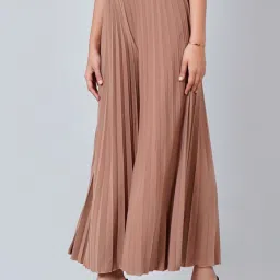 First Resort By Ramola Bachchan Caramel Brown Wide Leg Pleated Palazzo image 3