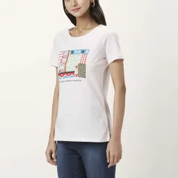 Honey by Pantaloons Pink Cotton Printed T-Shirt image 3