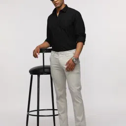 Crocodile Black Cotton Solid Regular Fit Shirt image 5