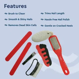 GUBB Pedicure Kit 7 In 1 - Nail Clipper, Pumice Stone, Nail Buffer, Nail Brush image 3