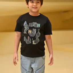 YOUMAA Boys Black Cotton Graphic T-Shirt-picture-15