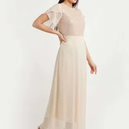 Zink London Cream Embellished Maxi Dress image 3
