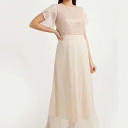 Zink London Cream Embellished Maxi Dress image 5