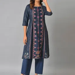 elleven from aurelia Elleven Blue Regular Fit Palazzos image 5
