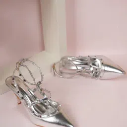 Mozafia Women's Silver Ankle Strap Sandals-picture-17