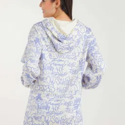 zink london zink Z Cream & Purple Cotton Printed A-Line Dress image 2