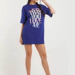 zink london zink Z Blue Cotton Printed A-Line Dress image 4