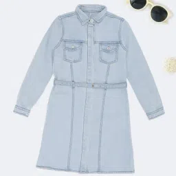 Pantaloons Junior Girls Light Blue Dress-picture-11