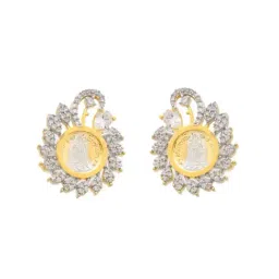 VOJ Dual Toned AD-Studded Pendant with Chain and Earrings Set image 5