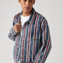 Levi's Blue Cotton Relaxed Fit Striped Shacket image 3