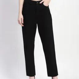 MADAME Black Cotton Relaxed Fit Mid Rise Jeans-picture-19