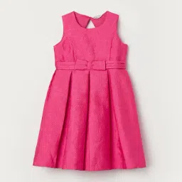 fame forever by lifestyle Lifestyle Pink Round Neck Sleeveless Jacquard Polyester Dress-picture-29