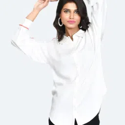 Zink London White Viscose Regular Fit Shirt-image-20