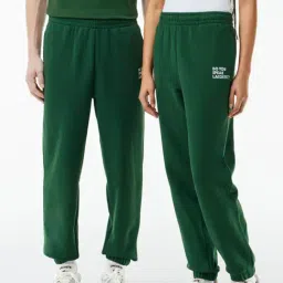 Lacoste Green Cotton Relaxed Fit Unisex Sports Joggers-image-6