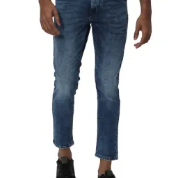 Mufti Indigo Blue Slim Fit Lightly Washed Jeans-picture-18