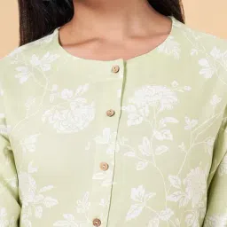 Rangmanch by Pantaloons Green Floral Print Straight Kurta image 5