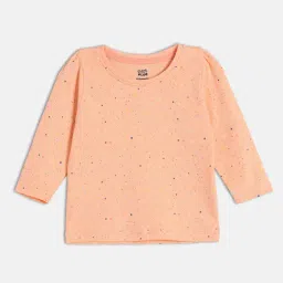 Miniklub Girls Peach Knitted Regular Fit Printed Top-image-92