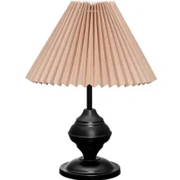 Homesake Beige Ceramic Bedside Pleated Table Lamp with Shade image 2