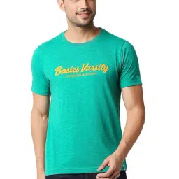 Basics Sporting Green Cotton Muscle Fit T-Shirt-image-16