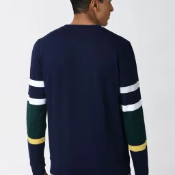 Peter England Navy Slim Fit Colour Block Sweatshirt image 2
