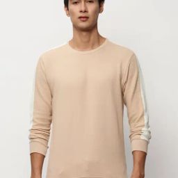showoffff SHOWOFF Peach Slim Fit Self Pattern Sweatshirt-picture-0