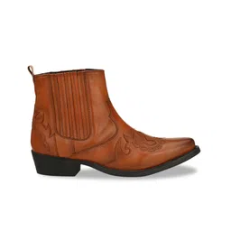 Delize Men Tan Brown Solid Mid-Top Flat Boots image 5