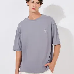 Styli Light Grey Relaxed Fit Printed Oversized Crew T-Shirt-picture-17