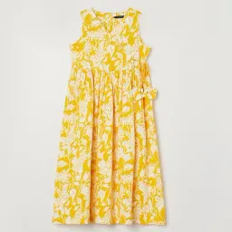 melange by lifestyle Lifestyle Yellow Round Neck Sleeveless All Over Print Cotton Dress-picture-32