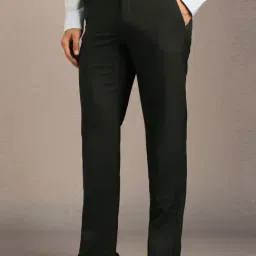 Louis Philippe Black Slim Fit Texture Trousers image 3