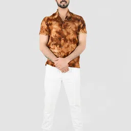 Blissence Men Comfort Fit Cuban Collar Dyed Cotton Casual Shirt-picture-26