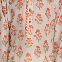 VASTRAMAY Kids Beige & Cream Cotton Printed Kurta Set image 5