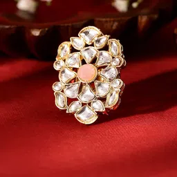 Priyaasi Gold-Plated Kundan Studded Adjustable Finger Ring-picture-15