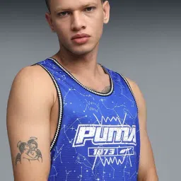 Puma Mountain Blue Hoopaverse Printed Regular Fit Moisture Wicking Basketball Jersey image 4