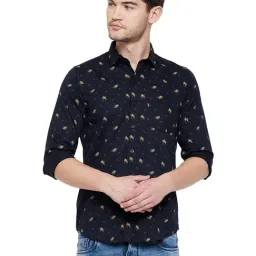 Duke Navy Slim Fit Printed Cotton Shirt-image-80