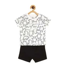 MINIKLUB Kids Beige Cotton Self Pattern Top Set-picture-42