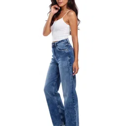 glitchez Women Wide Leg Heavy Fade Stretchable Jeans image 5