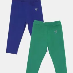 TWIN BIRDS Kids Navy & Green Cotton Regular Fit Leggings (Pack of 2)-picture-20