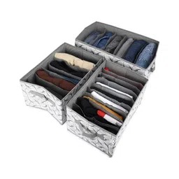 HOUSE OF QUIRK Grey & White 3 Pieces Foldable Drawer Organiser image 2