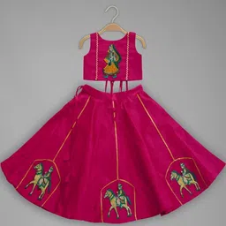 IRSIA Girls Pink Patchwork with Boat Neck Lehenga Choli-image-20