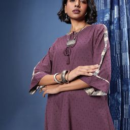 Taavi Woven legacy Tie-Up Neck Dobby A-Line Kurta With Palazzos-picture-31