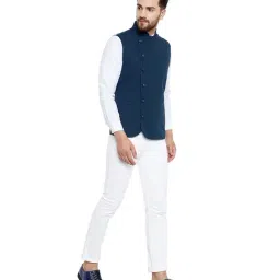 Hypernation Blue Sleeveless Slim Fit Waistcoat image 5