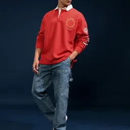 HIGHLANDER Men Printed Polo Collar Drop Shoulder Sleeves Tshirt image 4