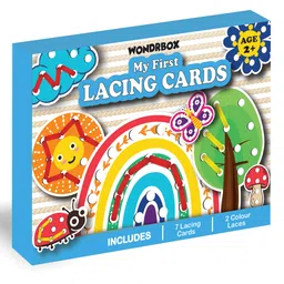 Wondrbox Lacing Activity for Kids Cardboard Cutouts Laces - Multicolour-image-0
