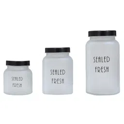 Femora Frosted Glass Jar for Kitchen Storage Black Lid, 700, 1000, 1500 ml,3 Pcs Set,-picture-14