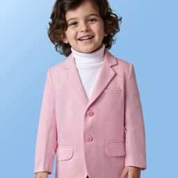 Mark & Mia Knit Full Sleeves Party Blazer with Turtle Neck Inner Tee & Pocket Detailing - Pink-picture-3