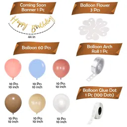 Surprise Decor Pastel Birthday Decoration Items-66 Pcs Birthday Balloons For Birthday Decoration|Pastel Colour Balloons|Golden Happy Birthday Banner|Brown Theme Birthday Decoration image 2