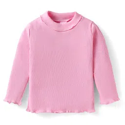 Babyhug Single Jersey Knit Full Sleeves Solid Color T-Shirt & Dungaree with Text Embroidery - Pink & Blue image 2