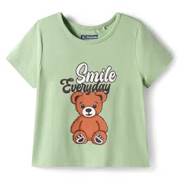 Pine Kids Single Jersey Knit Half Sleeves Night Suit With Animal Print - Green image 2